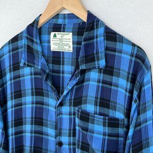 NORTHWEST BLUE Shirt Mens M Flannel Plaid Rugged Hunting Camp Hiking Cotton Blue